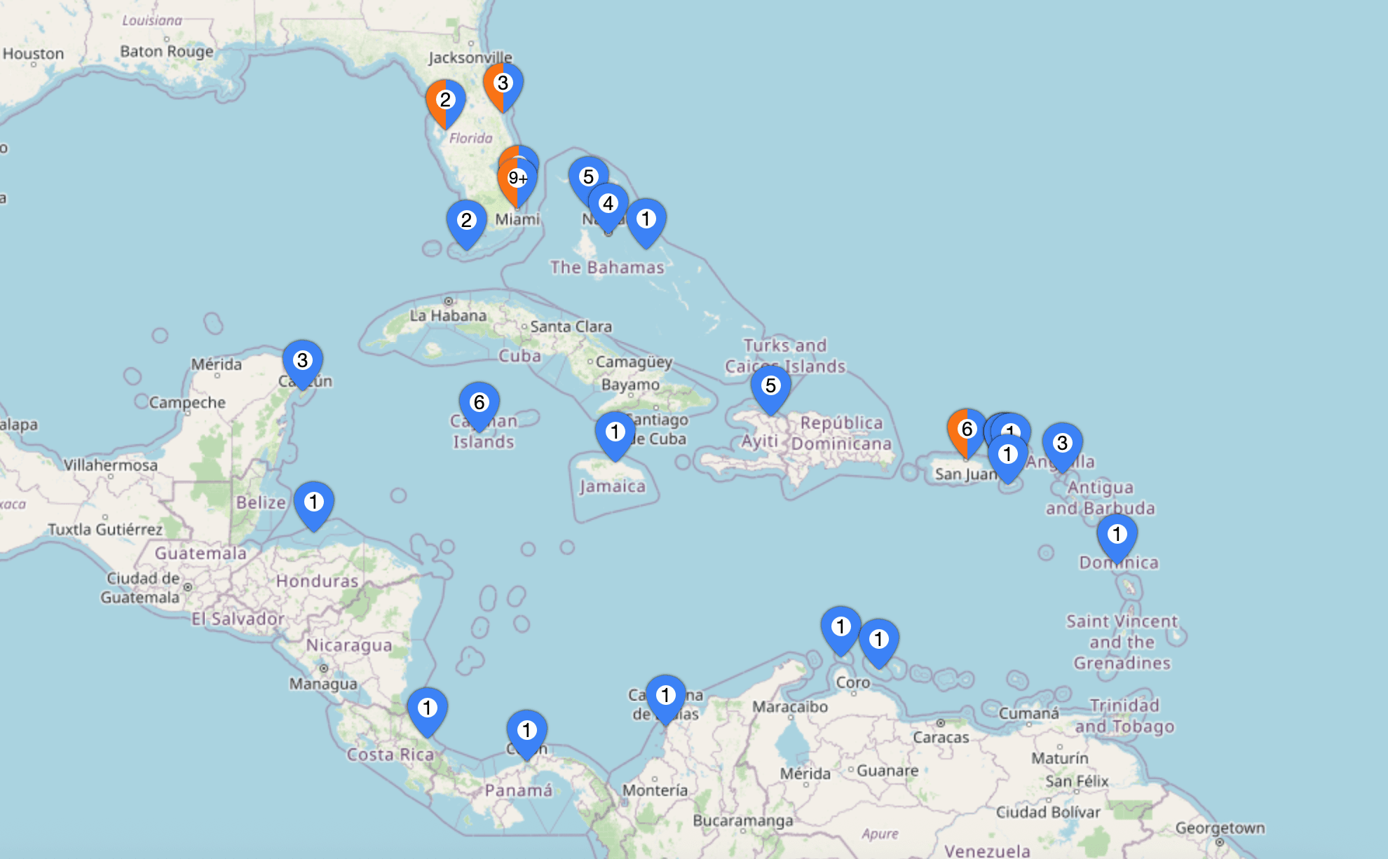 Interactive cruise map screenshot